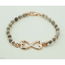 Infinity hearts/ Silver Leave-beige/ 925 Silver rose gold-plated